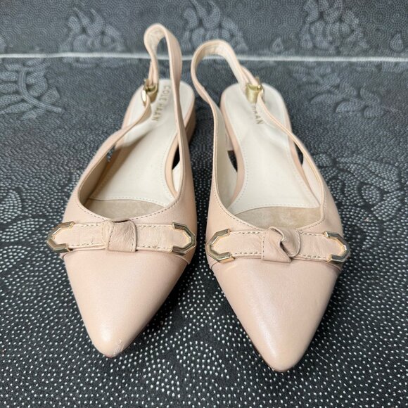Cole Haan Womens Slingback Pointed Toe Flats Size 7B Beige Leather - Picture 2 of 8